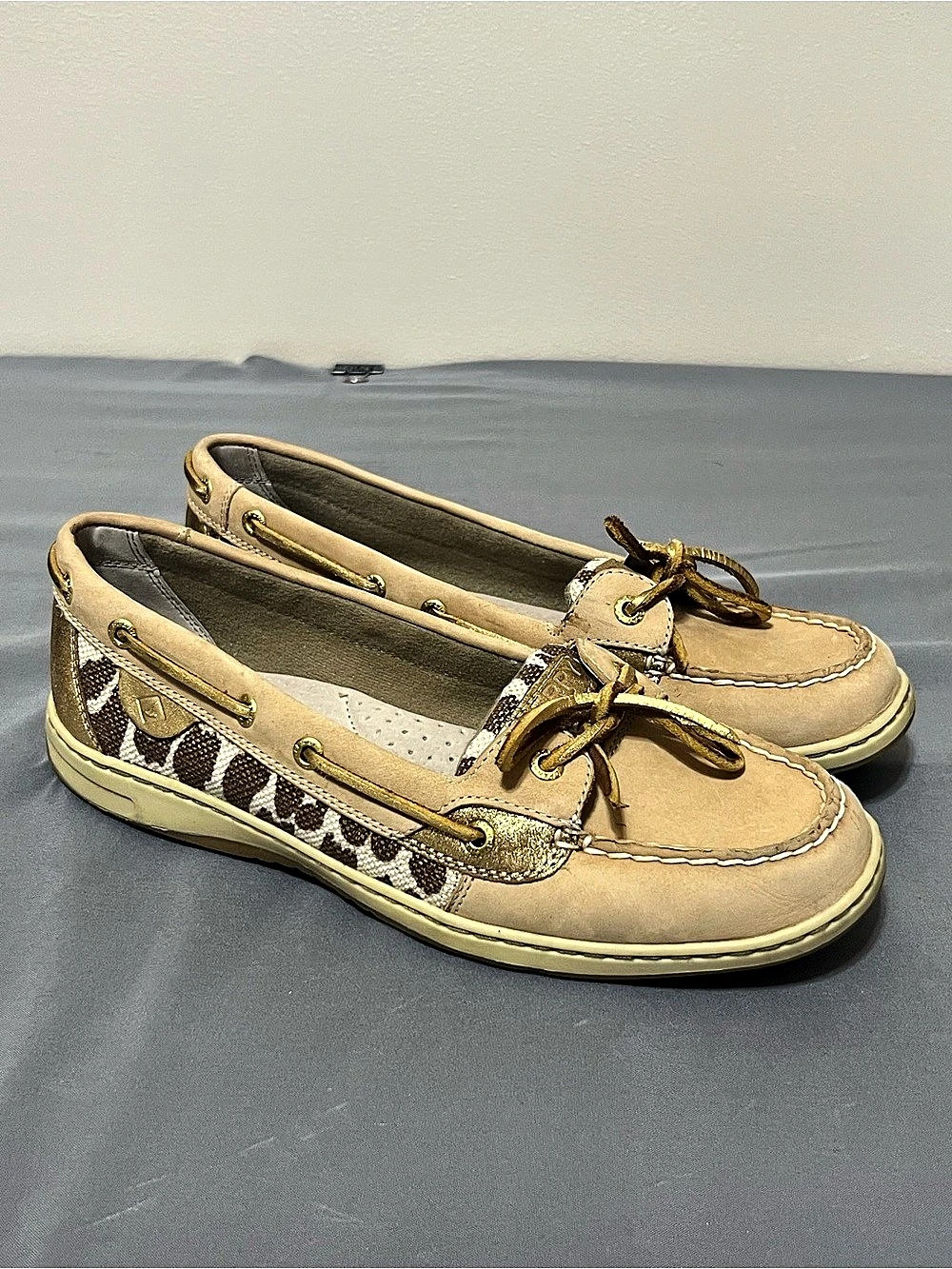 Sperry Top-Sider Angelfish Women's Boat Shoes Size 10M Tan Gold Leopard Print
